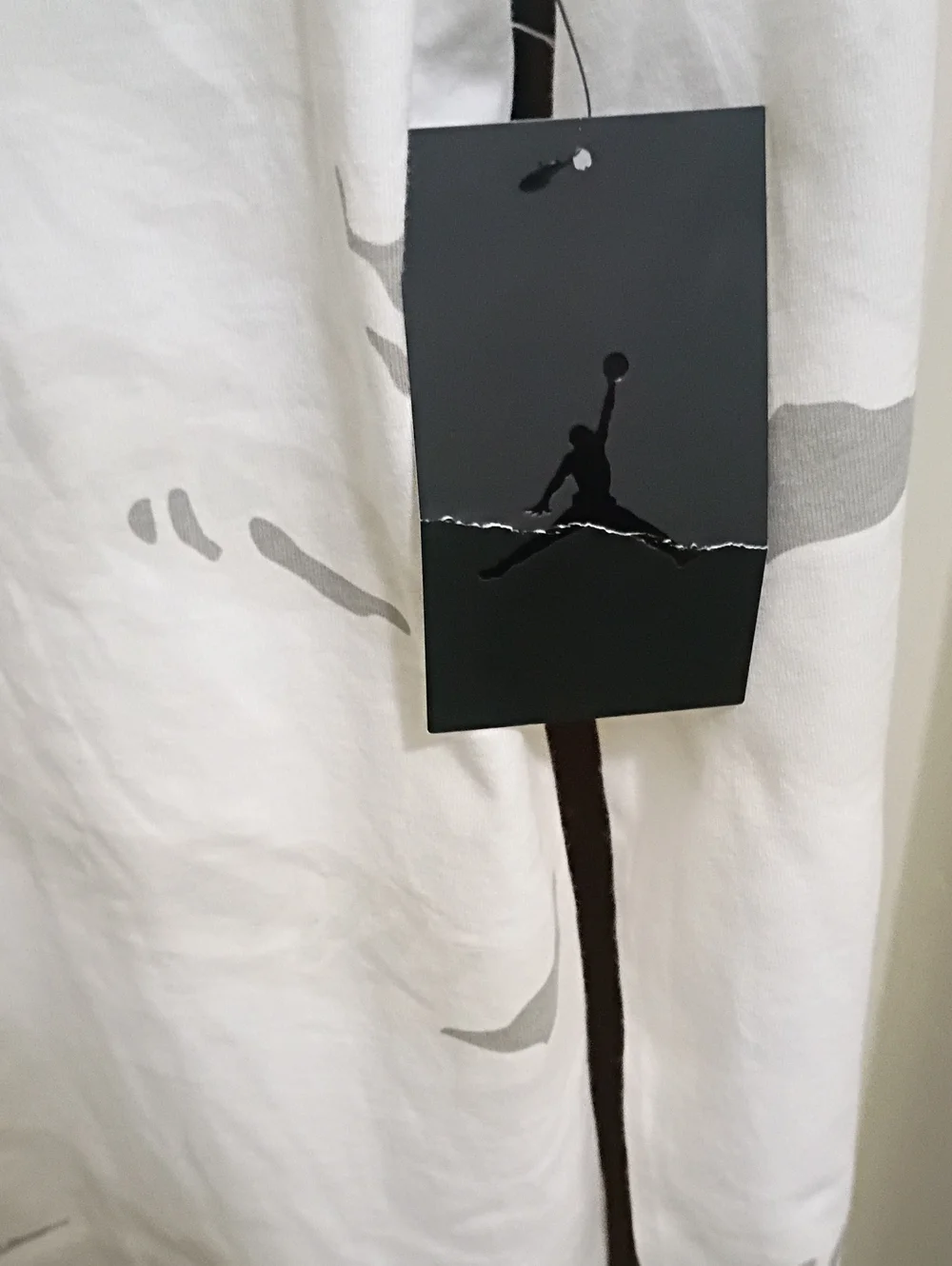 Jordan Long-Sleeve Camouflage Graphic Tee in Off-White and Light Gray